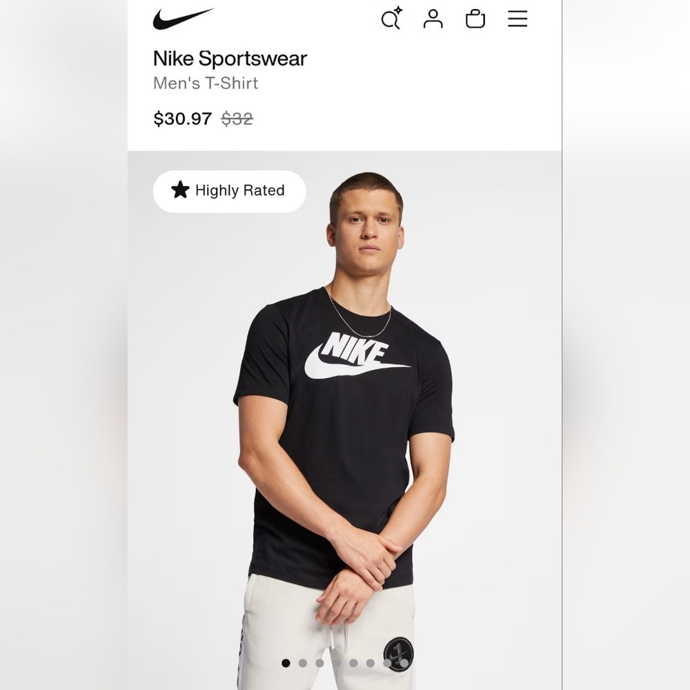 Nike Men's Black Tee with White Logo
